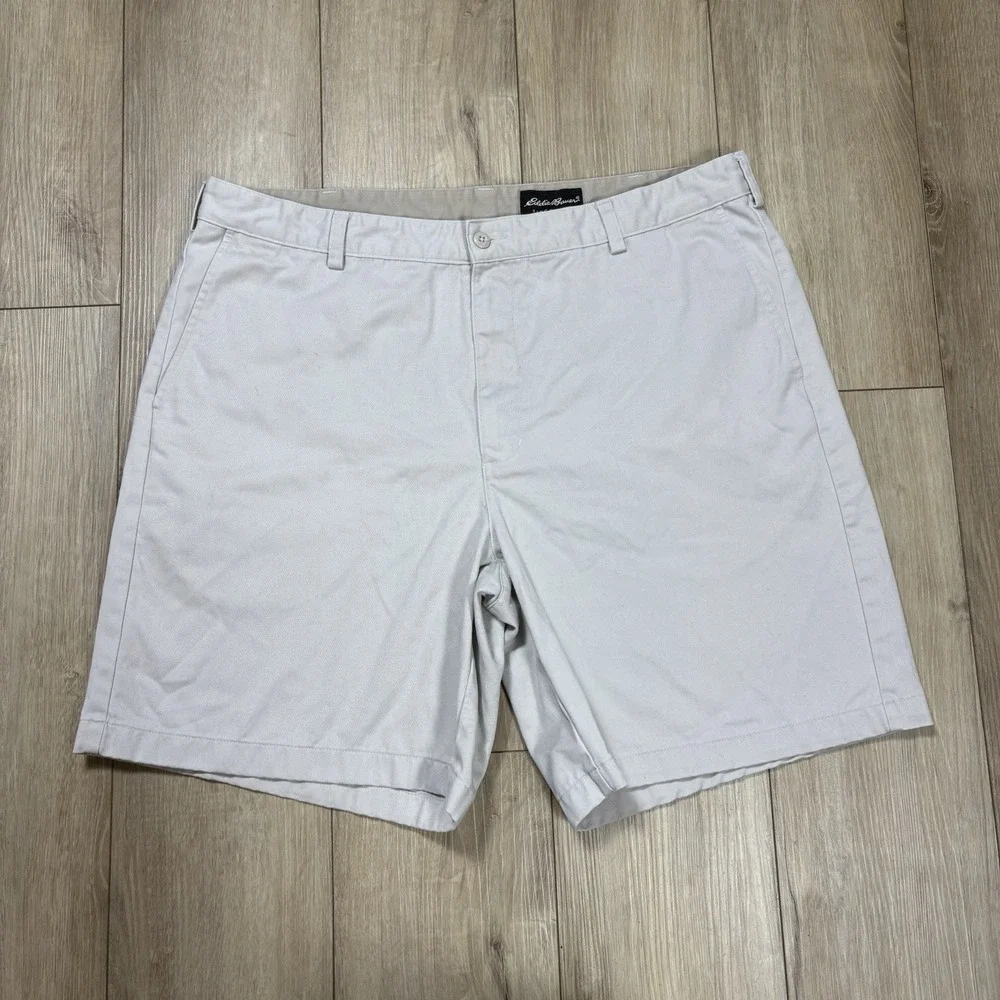Eddie Bauer Shorts Mens Size‎ 40 Khaki Beige Flat Front 8